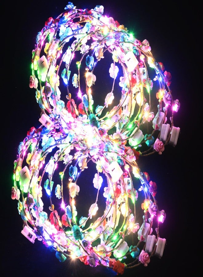 QSJQllo 20 Pcs LED Flower Crowns Headbands,Light Up Headbands For Women,Glow In The Dark Headband Wreath,Suitable For Birthdays,Weddings, Halloween, Christmas, Role-Playing, Beach Parties - Image 1